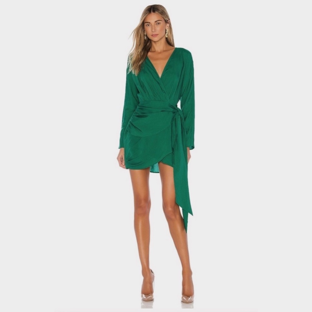 L’Academie Dark Green Wrap Dress